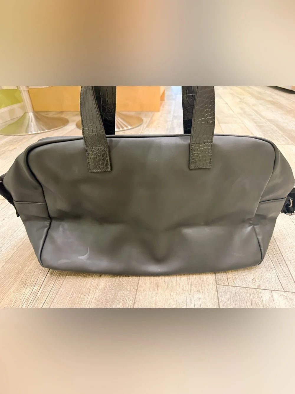 Jimmy Choo Black Men's Briefcase Tote with Croc-Embossed Handles